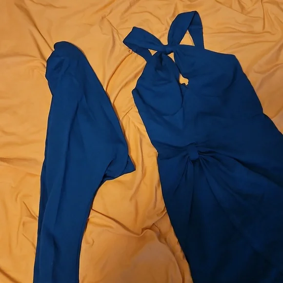 Vixen by Micheline Pitt Teal Goldern Era Dress. - Picture 3 of 15